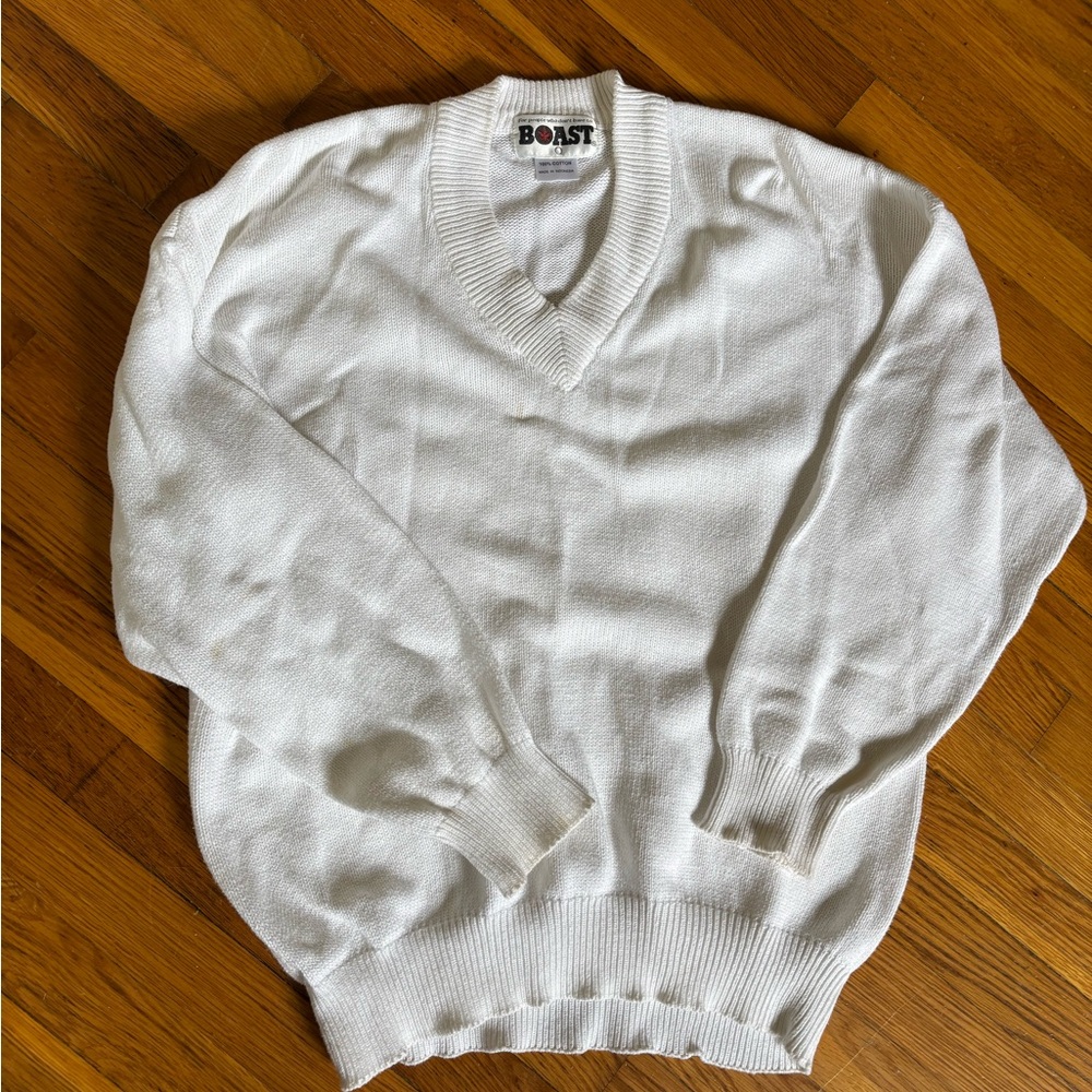 100% cotton BOAST White Knit Sweater